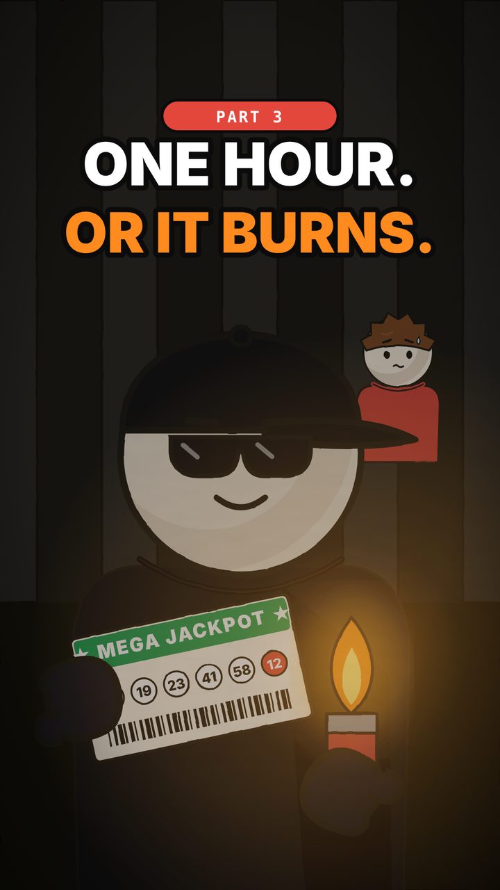 Part 3 cover: One hour. Or it burns.